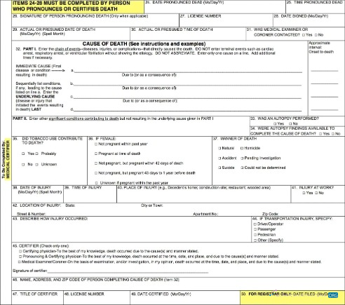 Download Medical certified certificate of death Photoshop template